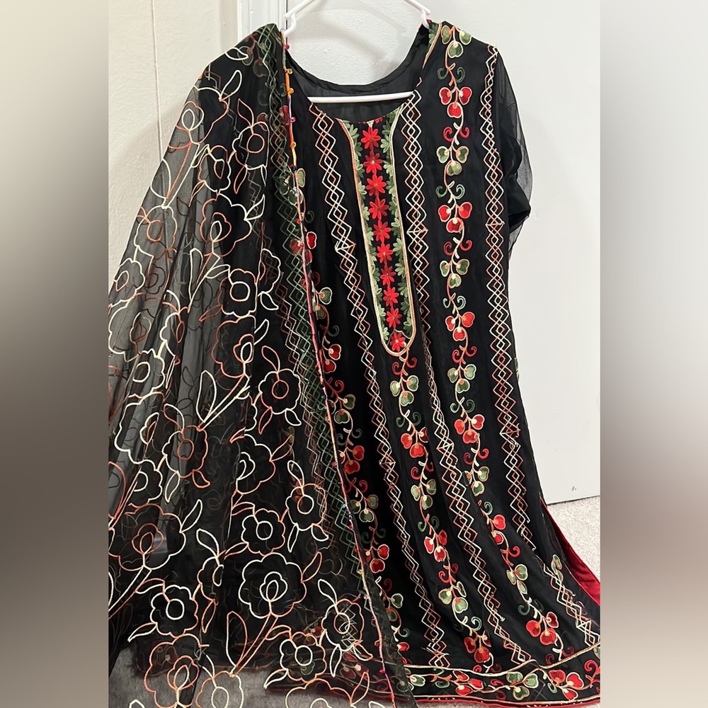 Multi color embroidery on black